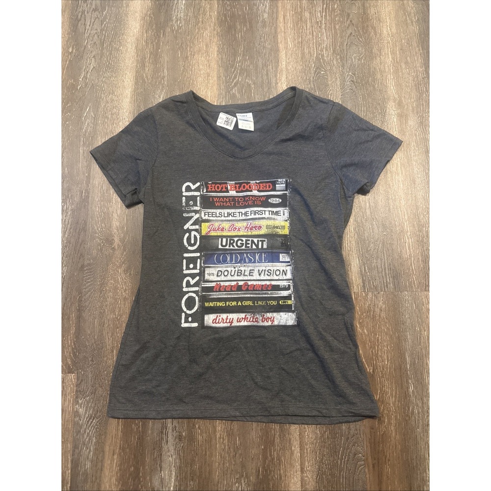 Foreigner Women's T-Shirt Small Juke Box Hero Blooded Cassette Graphic T New